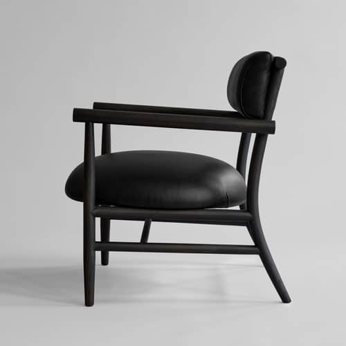 Nama Lounge armchair leather wood black - 101 COPENHAGEN - Black (aniline leather) / Black oak - Aniline leather, Foam, Solid oak