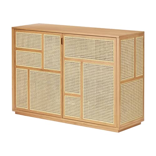 Buffet Air bois naturel / Meuble TV - Cannage rotin - L 120 x H 81 cm - Design House Stockholm - Chêne / Rotin naturel - Cannage de rotin, MDF plaqué chêne