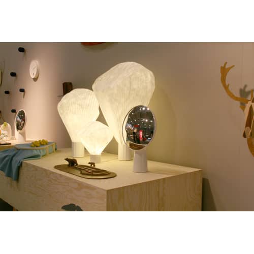 Miroir à poser Cyclope céramique blanc / H 46,5 cm - Moustache - Écru - Terre cuite émaillée