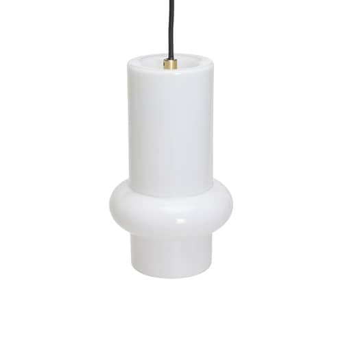 Pendelleuchte Pilule Pendule Down glas weiß / Ø 15 x H 25 cm - HÜBSCH - Down / Weiß glänzend - mundgeblasenes Glas