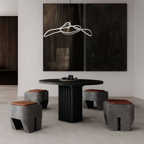 Runder Tisch Arc corian braun / Ø 120 cm - Betongrau Faser - 101 COPENHAGEN - Kaffee - Faserbeton