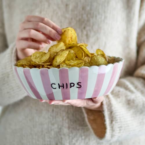 Chip - Pop Corn Salad bowl ceramic pink / Ø 24 x 7 cm - Bloomingville - Chips / Pink / Ø 24 x H 7 cm - Sandstone