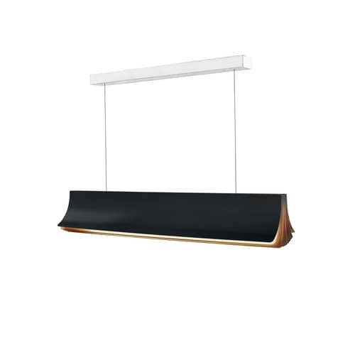 Sospensione Respiro LED metallo nero oro / L 90 cm - Alluminio - DCW éditions - Interni in Nero & Oro - Alluminio anodizzato