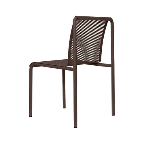 Dapple Stacking chair metal brown / Drilling machine - Ferm Living - Dark Chocolate - Galvanised powder-coated steel
