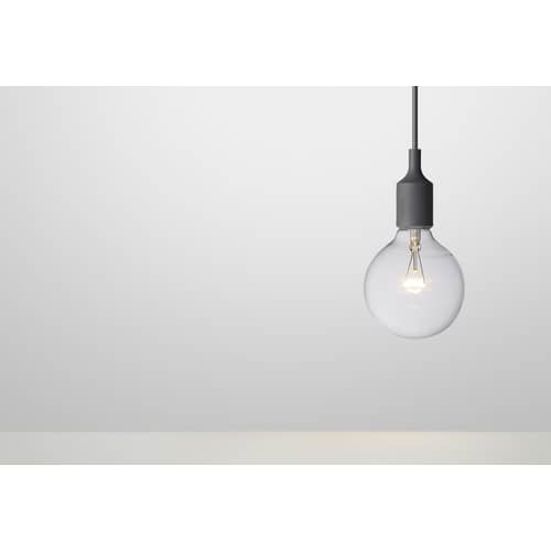 Suspension E27 plastique gris / Silicone - Ampoule incluse - Muuto - Gris foncé - Silicone