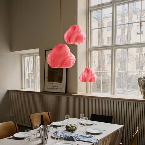 Suspension Soft Serve 02 rose / Ø 31 x H 25 cm - CRÈME ATELIER - Sorbet pêche - PLA recyclé