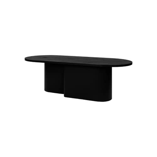 Table basse Looi bois noir / 115 x 50 x H 37 cm - NOO.MA - Noir volcan - Acier, Placage chêne certifié FSC