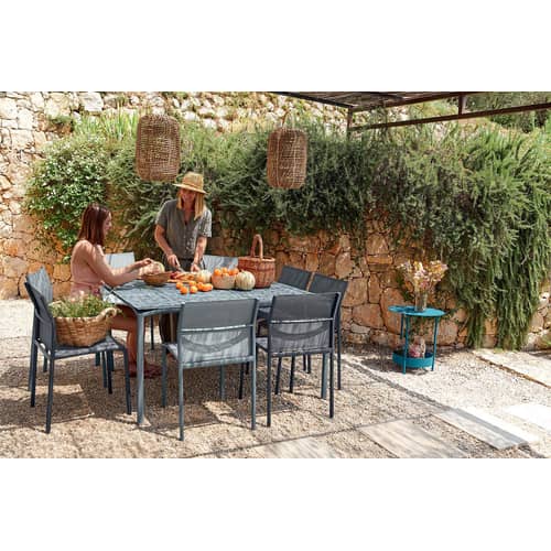 Table carrée Calvi métal bleu / 140 x 140 cm - 8 personnes - Fermob - Bleu acapulco - Aluminium