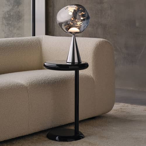 Table d\'appoint Spot métal noir / Ø 35 x H 55 cm - Tom Dixon - Noir brillant - Acier thermolaqué