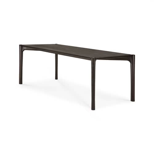 Table rectangulaire PI bois marron / 220 x 95 cm - 8 personnes - Ethnicraft - Teck brun foncé - Teck massif