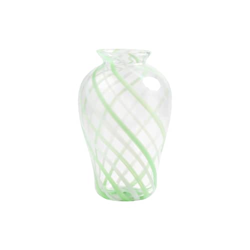 Yogu Spiral Vase glass green / Ø 19 x H 33.5 cm - & klevering - Green - Mouth blown glass