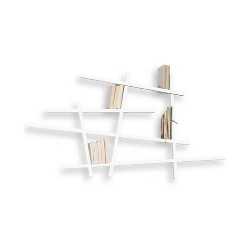 Bibliothèque Mikado Small bois blanc / L 185 x H 100 cm - Compagnie - Blanc - Hêtre laqué