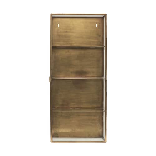 Portaoggetti da parete Cabinet Large metallo vetro trasparente rame / Vetrina - L 35 x H 80 cm - House Doctor - Large / Ottone - Ottone, Vetro