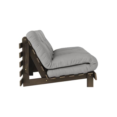 Canapé convertible Roots / L 160 cm - 3 positions / Structure marron - KARUP DESIGN - Gris 746 / Bois marron - Fibres recyclées mélangées, Mousse, Pin massif certifié FSC laqué, Tissu