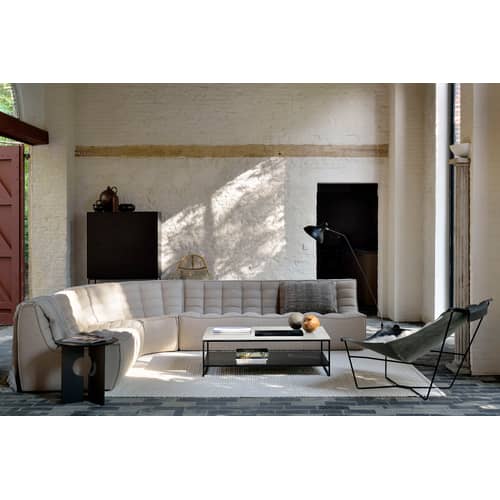 Canapé droit N701 tissu beige / 3 places - L 210 cm - Ethnicraft - Beige (tissu standard) - Bois, Mousse, Tissu