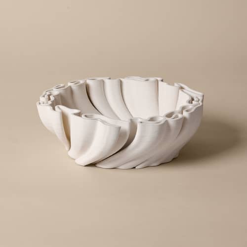 Coupe Dedali / Ø 34.5 x H 11 cm - Ferm Living - Blanc cassé - Grès