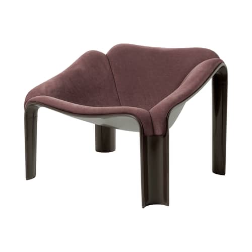 Fauteuil rembourré F300 tissu rouge / Pierre Paulin, réédition 1965 - Gubi - Tissu bordeaux / Marron - HiREK, Mousse, Tissu