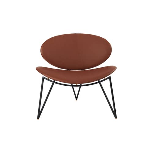 Fauteuil rembourré Semper cuir marron beige - AYTM - Cognac - Acier, Cuir, Mousse