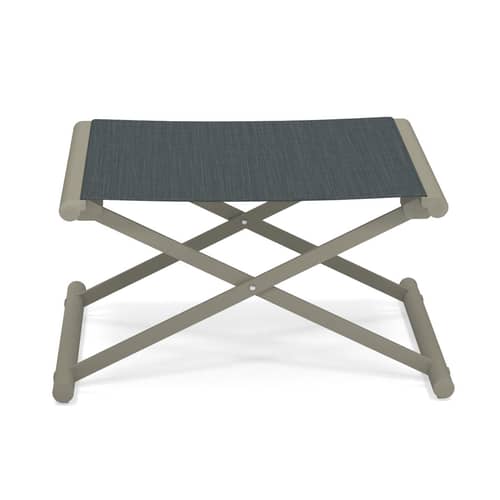 Fußstütze Terra textil grün / Fußstütze - Metall & Stoff - Emu - Graugrün / Stoff Steingrau - Aluminium, Technisches Gewebe