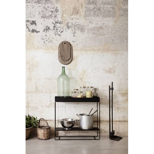 Jardinière sur pied Plant Box Two métal beige / Rangement - 2 niveaux  - L 80 x H 75 cm x Prof. 25 cm - Ferm Living - Beige Cachemire - Acier laqué époxy