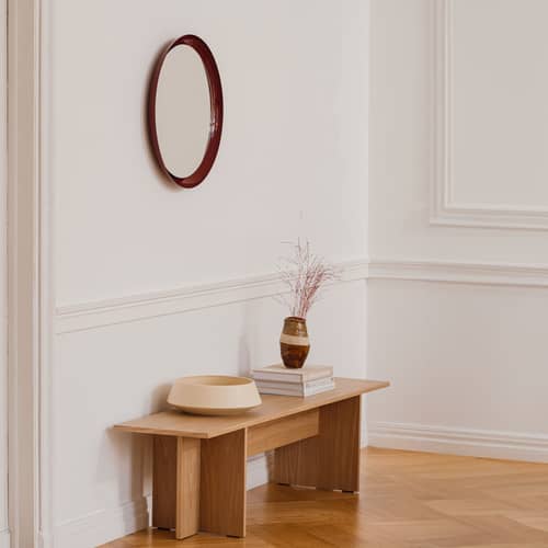 Miroir mural Allo / Ø 58 cm - NOO.MA - Rouge auburn -  Verre miroir, Acier recyclé