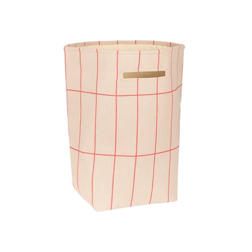 Panier Vibes tissu rose / H 56 cm - NOBODINOZ - Rose & rouge / Grille - Coton biologique, Polyester
