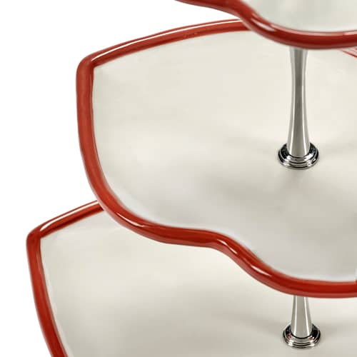 Les Objets Mouleversants Presentation dish ceramic red / 3 Trays - Serax - Red & White - Metal, Sandstone