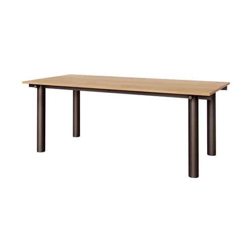 Atura Rectangular table natural wood / 200 x 90 cm - Ferm Living - Natural oak / Chocolate Base, legs - Oak veneer, Powder coated steel