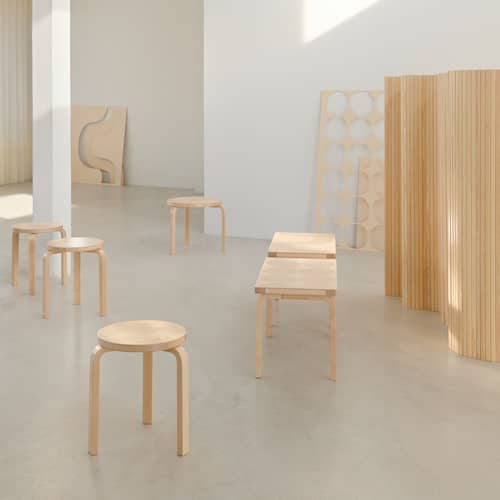 Stackable stool 60 ARTEK / 3 legs - Artek + Marimekko, 90th