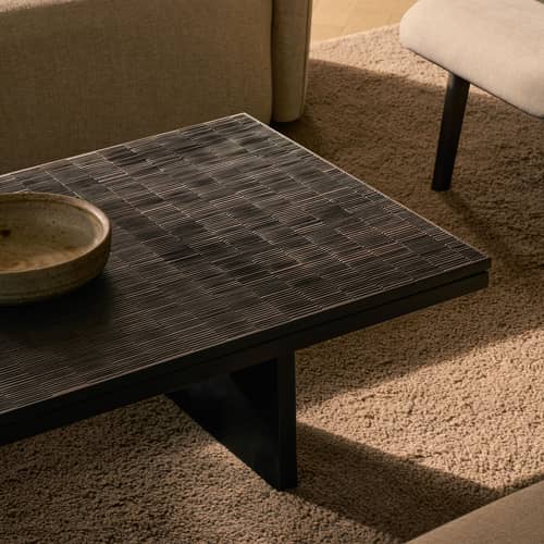 Table basse Grooves bois noir / 135 x 65 cm x H 34 cm - Ethnicraft - 135 x 65 cm - Teck massif