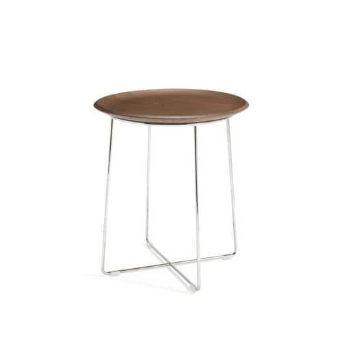 Table d\'appoint AL WOOD / Bois moulé - Ø 40 x H 45,5 cm - Kartell - Bois foncé / Chromé - Acier chromé, Contreplaqué de hêtre