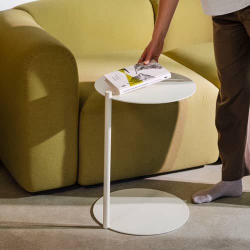 Table d\'appoint Ande métal beige / Ø 40 x H 55 cm - NOO.MA - Beige désertique - Acier recyclé
