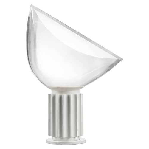 Taccia LED (1962) Table lamp glass white / H 64.5 cm - Flos - Matte White / Transparent - Aluminium, Blown glass