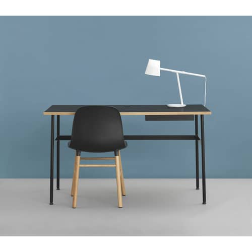 Bureau Journal bois noir / 1 tiroir - Normann Copenhagen - Noir - Acier laqué, Stratifié mélaminé