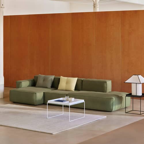 Canapé d\'angle Mags Soft Low Armrest n°4 gris / 3 places -  L 331 cm/ Accoudoir gauche - Hay - Accoudoir gauche / Gris (tissu Hallingdal 130) - Contreplaqué, Mousse polyuréthane HR, Tissu