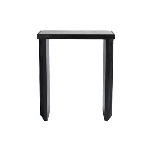 Console Arc / Plateau travertin - L 70 x P 30 x H 80 cm - 101 COPENHAGEN - Travertin gris / Café - Béton fibré, Travertin