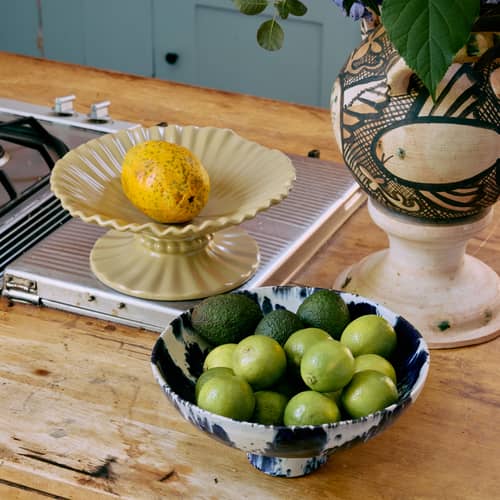 Coupe Ceramic céramique bleu / Ø 26 x H 11 cm - HK LIVING - Bleu indigo - Grès émaillé