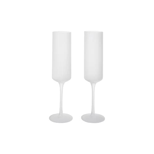 Set de 2 flûtes à champagne Ripple - Ferm Living - Givré - Verre soufflé bouche