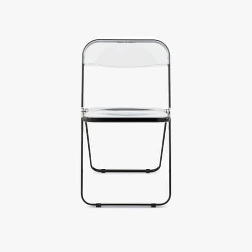 Plia Folding chair plastic material transparent / Giancarlo Piretti, 1967 - ANONIMA CASTELLI - Transparent / Black Structure - Polycarbonate, Steel