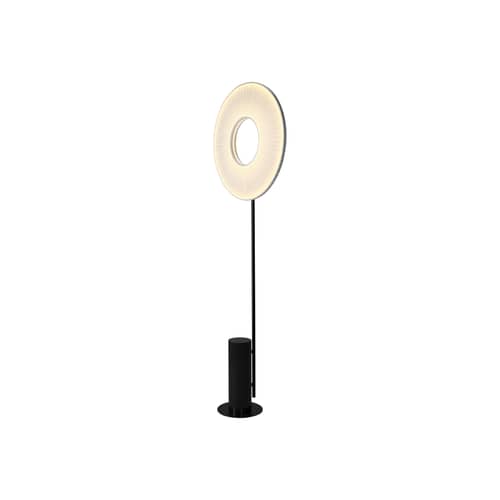 Lampadaire Iris Totem tissu blanc / LED - Ø 60 cm - Dix Heures Dix - Marbre noir / Tissu blanc - Acier, Aluminium, Marbre, Tissu acrylique plissé