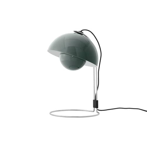 Lampe de table Flowerpot VP4 métal bleu pierre / H 36 cm - By Verner Panton, 1968 - &tradition - Bleu pierre - Acier