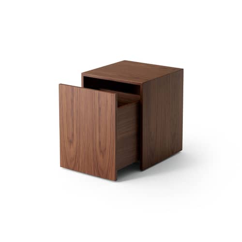 Beistelltisch Mass holz braun / Schublade - 40 x 40 x H 47 cm - NEW WORKS - Nussbaum - Nussbaumfurnier