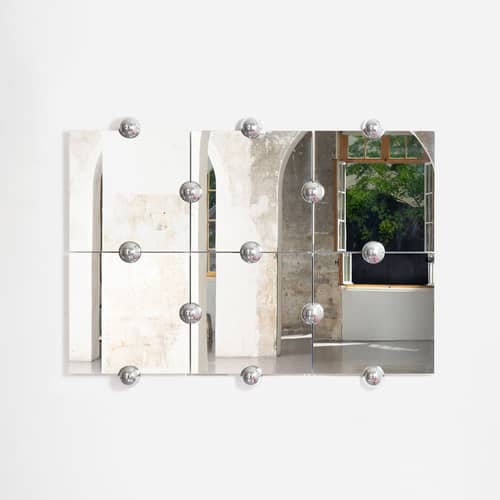 Miroir mural Sphera Crystal Palace L métal argent / L 182 x H 135 cm - Moustache - Chromé - Verre, Zamak chromé