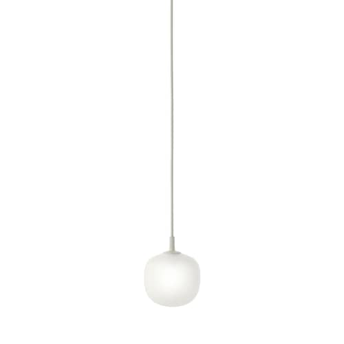 Rime Pendant glass white / Ø 12 - Hand-blown glass - Muuto - Grey frame / White - Mouth blown glass, Varnished aluminium
