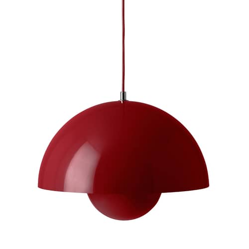 Pendelleuchte Flowerpot VP7 metall rot / Ø 37 cm - By Verner Panton, 1968 - &tradition - Zinnoberrot - lackierter Stahl