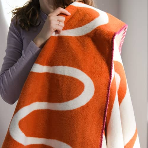 Plaid Swirl orange / 150 x 200 cm - NOO.MA - Terracotta - Acrylique, Coton, Polyester