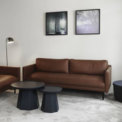 Canapé droit Rar / 3 places - L 204,5 cm - Normann Copenhagen - Cuir Cognac - Acier, Bois, Cuir, Mousse PU