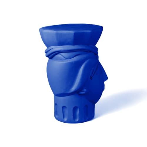 Sgabello Magna Graecia - Testa di Moro Woman ceramica blu - Seletti - Blu cobalto - Terracotta