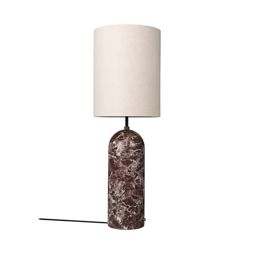 Stehleuchte Gravity XL marmor rot / Ø 45 x H 135 cm - Gubi - Bordeauxroter Marmor / Beiger Lampenschirm - Leinen, Marmor