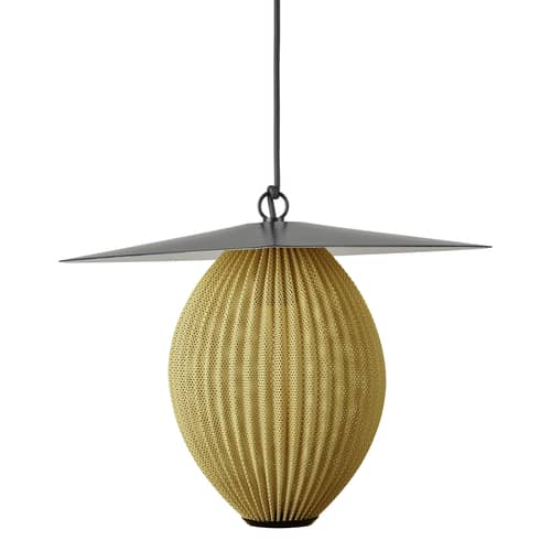 Suspension d\'extérieur Satellite OUTDOOR Medium métal blanc beige / Ø 22 x H 31,5 cm - Réédition 1953 - Gubi - Crème - Acier inoxydable, Aluminium thermolaqué